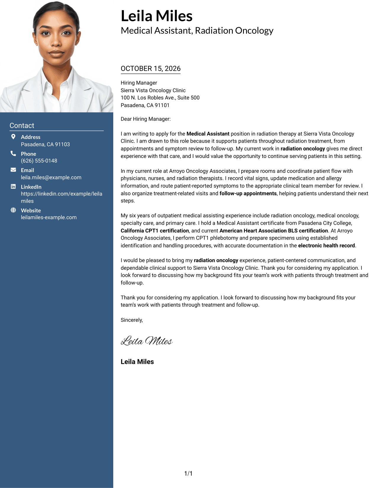 Cover letter example — page 1