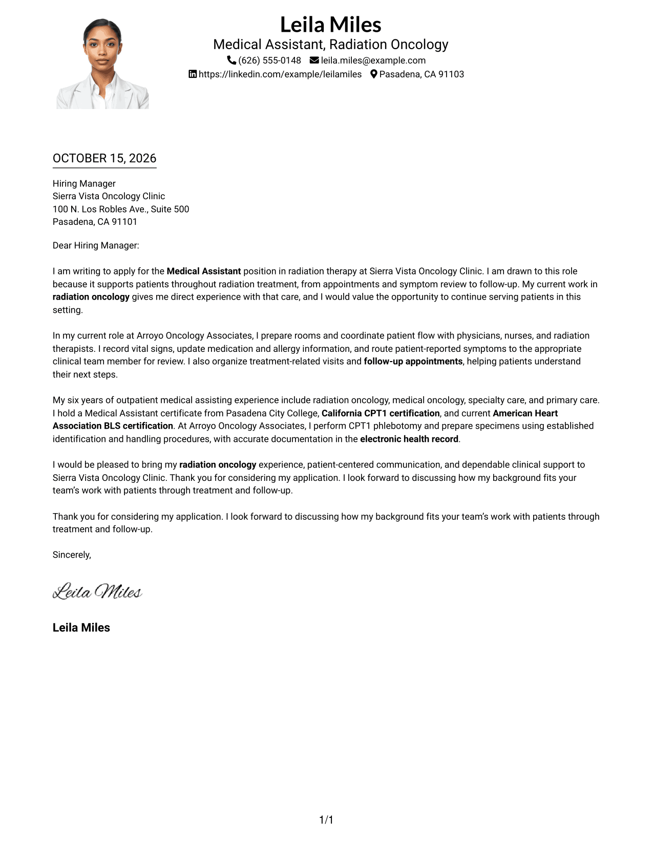 Cover letter example — page 1