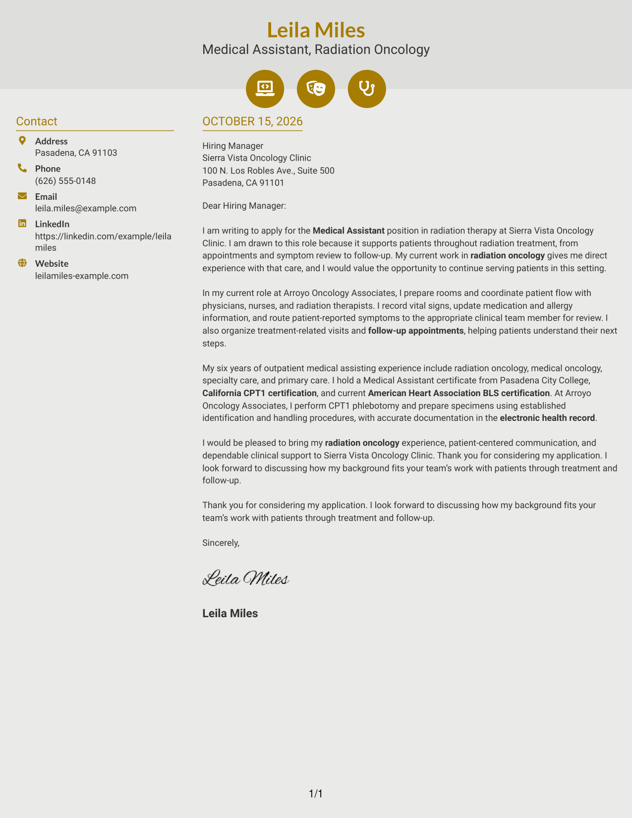 Cover letter example — page 1