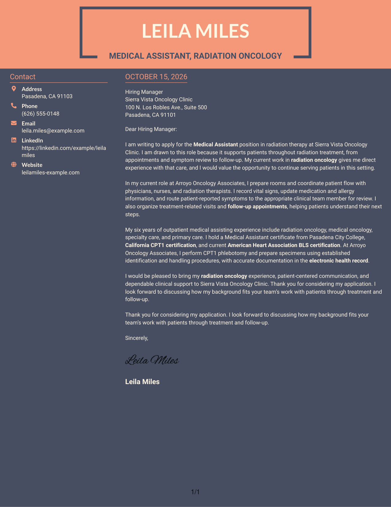 Cover letter example — page 1