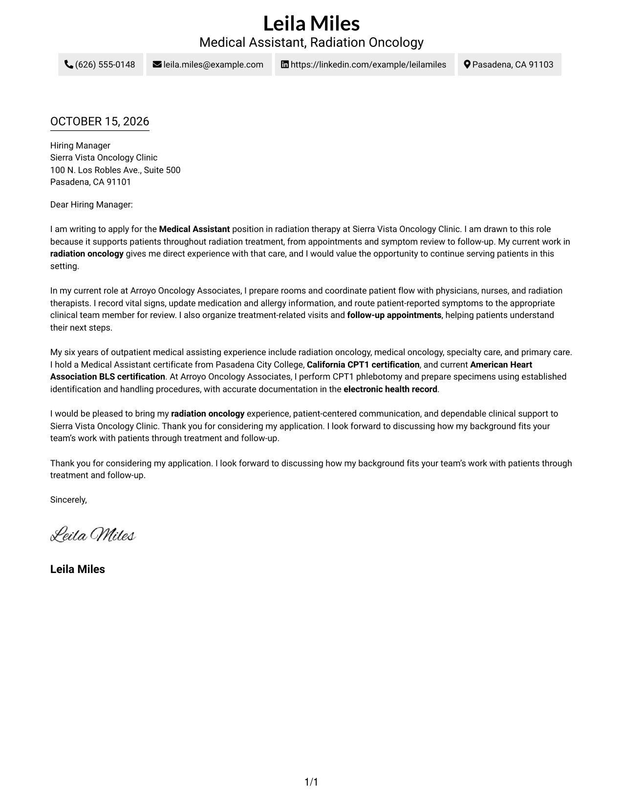 Cover letter example — page 1