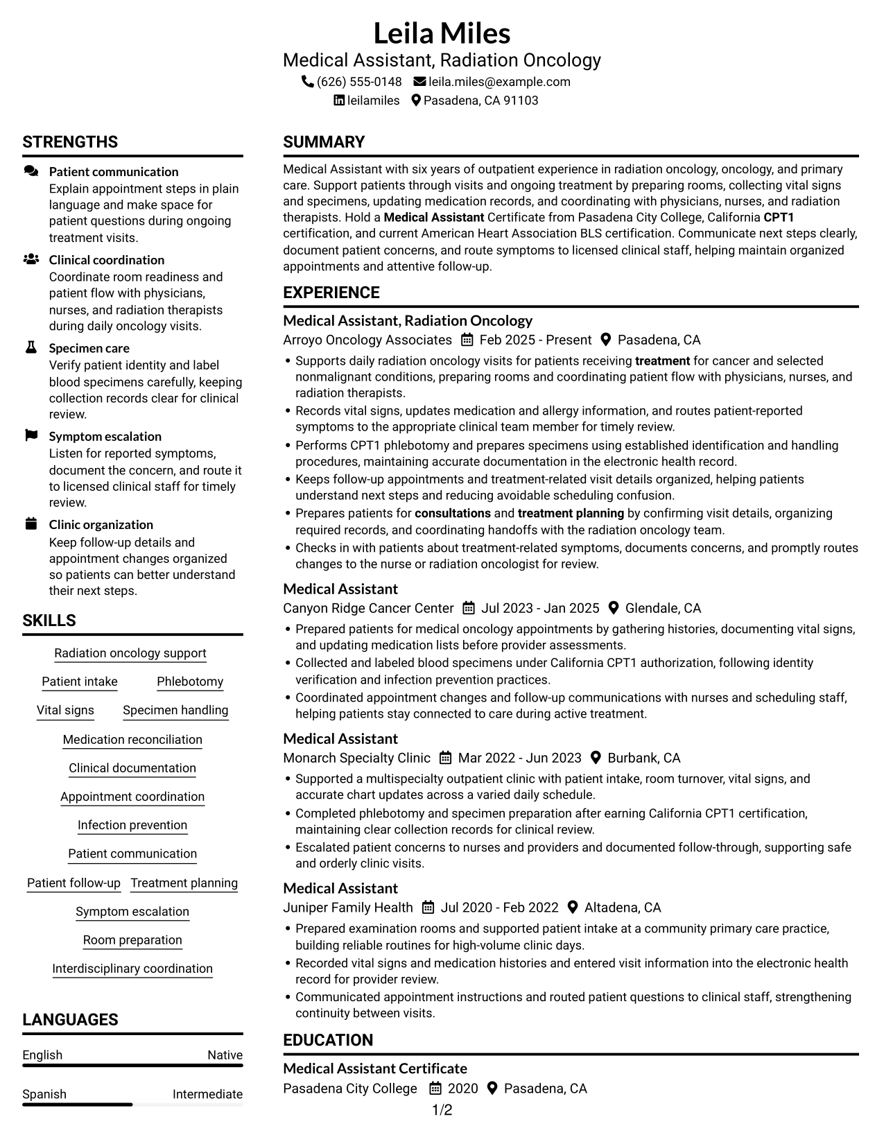 Resume example — page 1