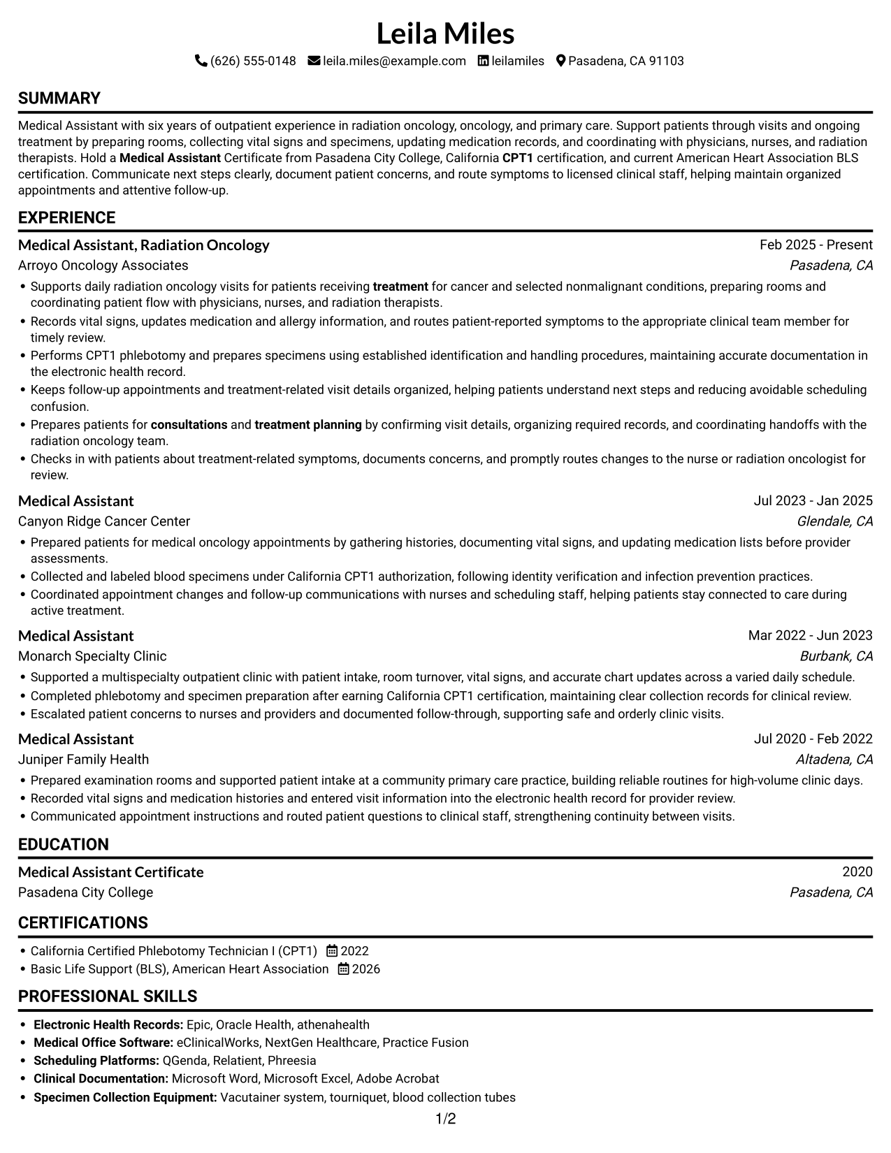 Resume example — page 1