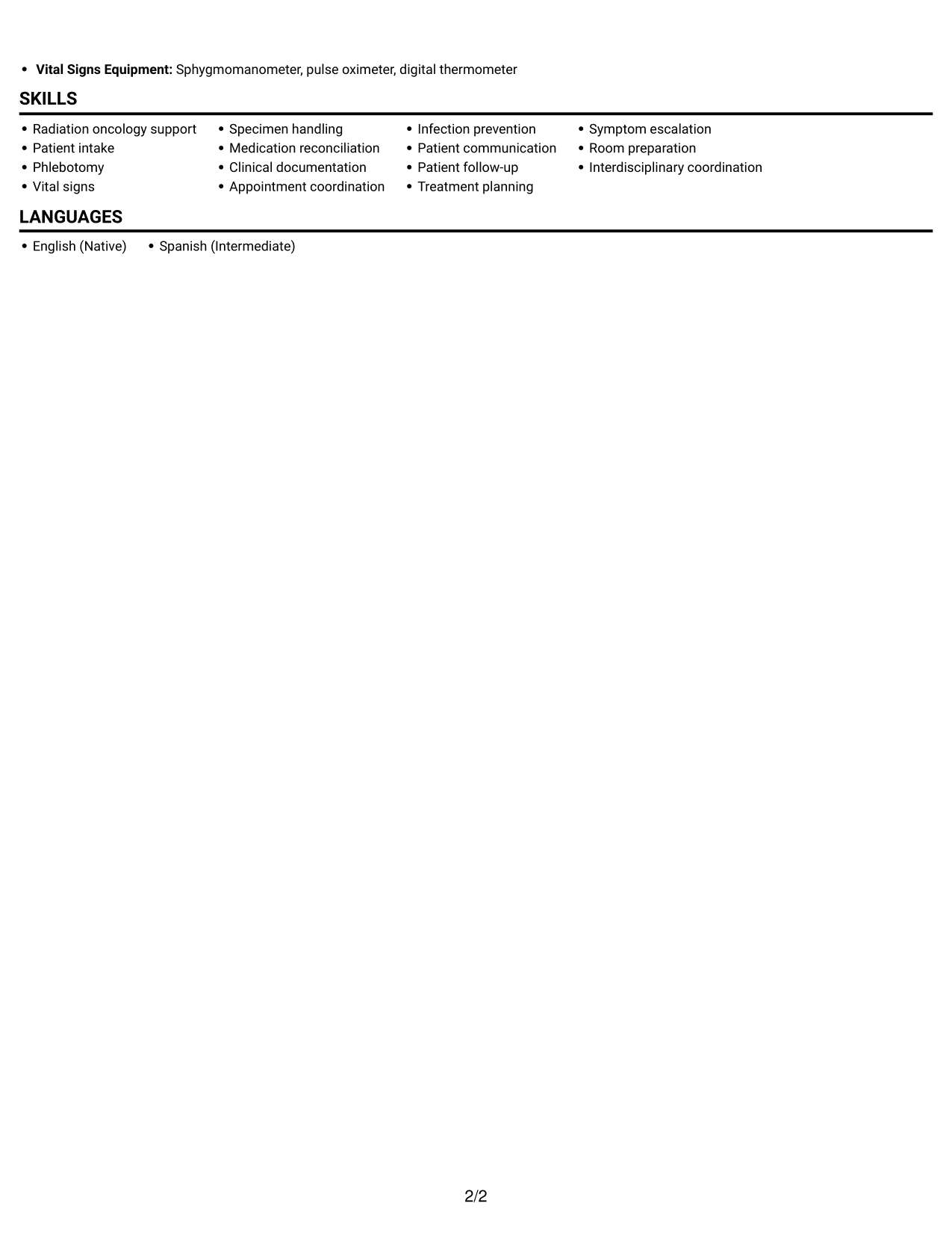 Resume example — page 2