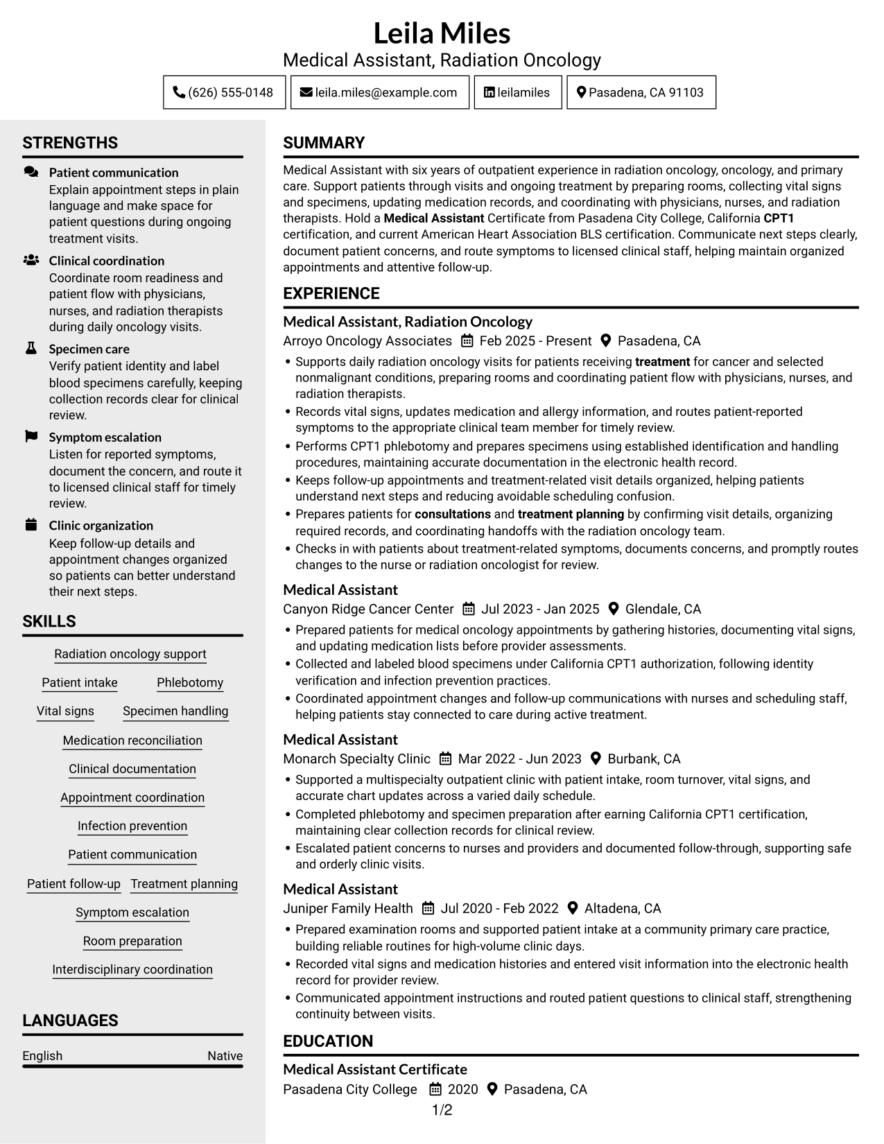 Resume example — page 1