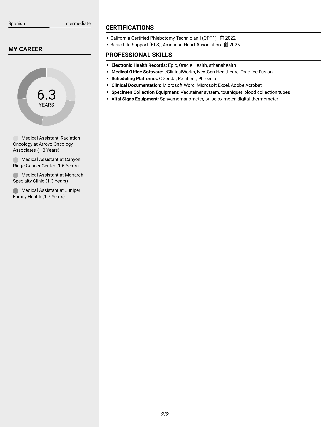 Resume example — page 2