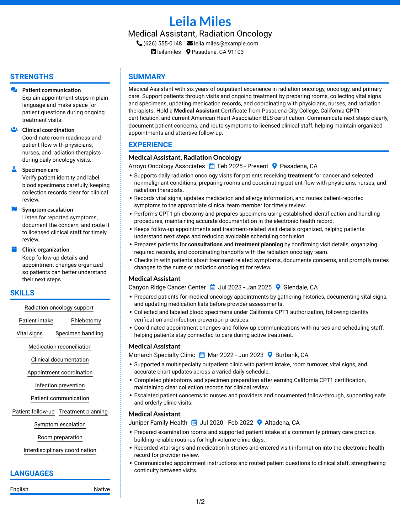 Resume example — page 1