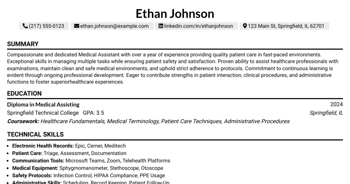 33 Medical Assistant Resume Templates with Example 2026 (ATS-Optimized)