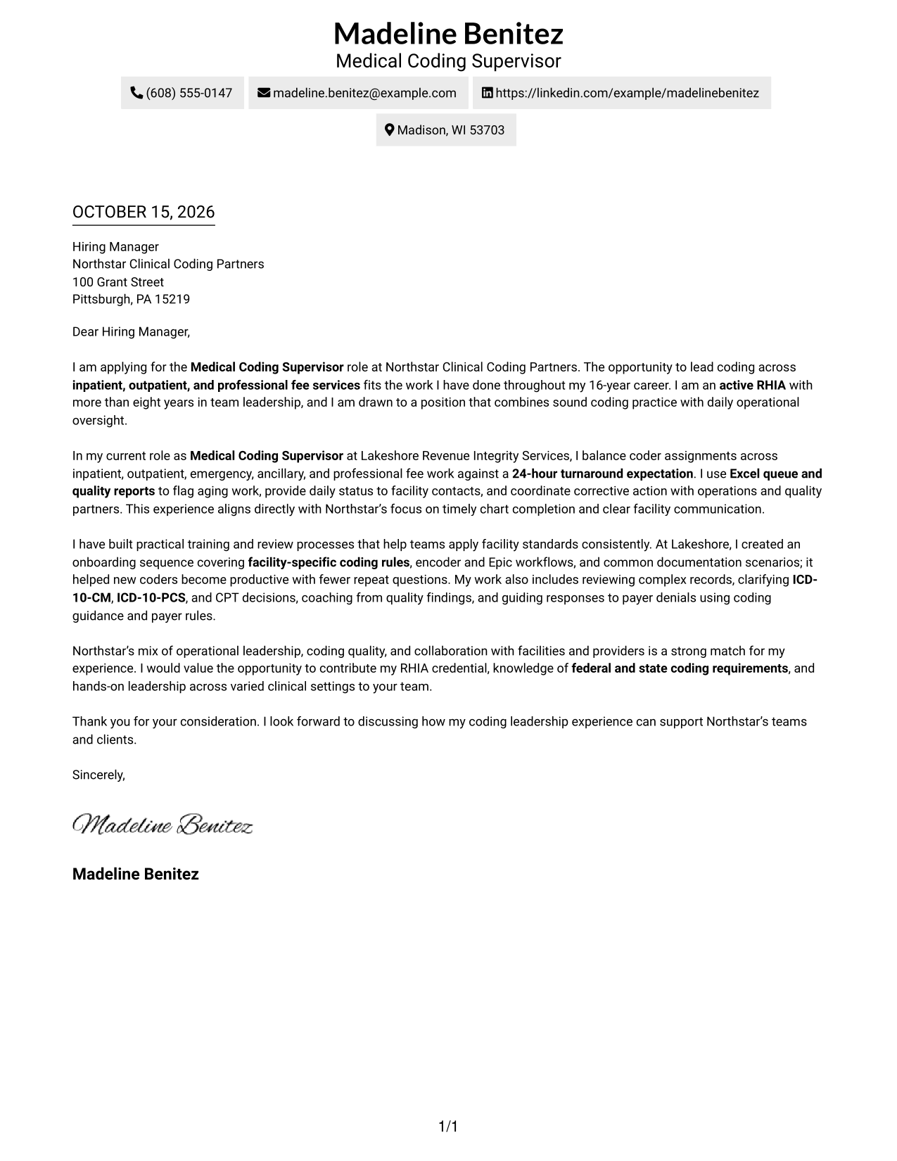Cover letter example — page 1