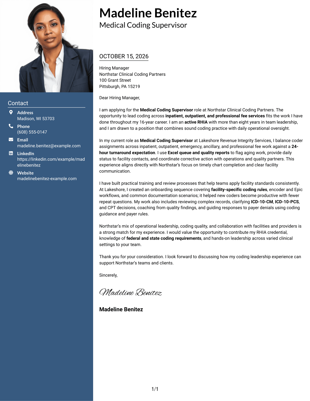 Cover letter example — page 1