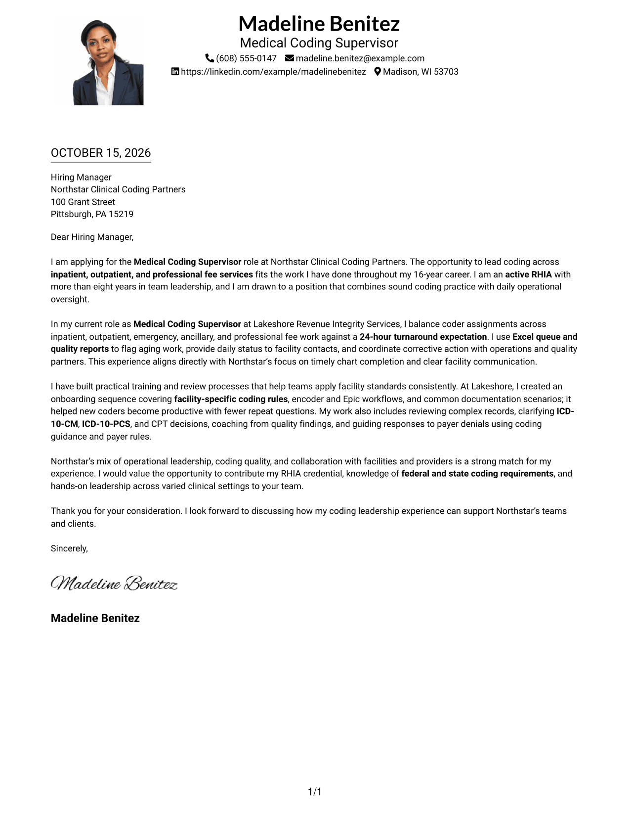 Cover letter example — page 1