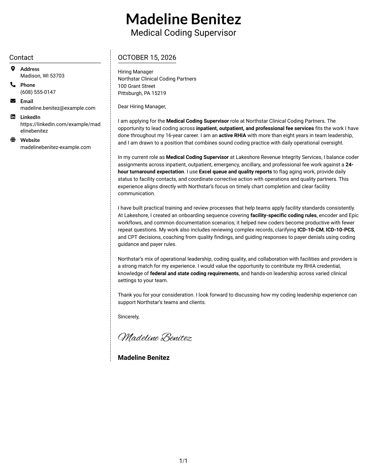 Cover letter example — page 1