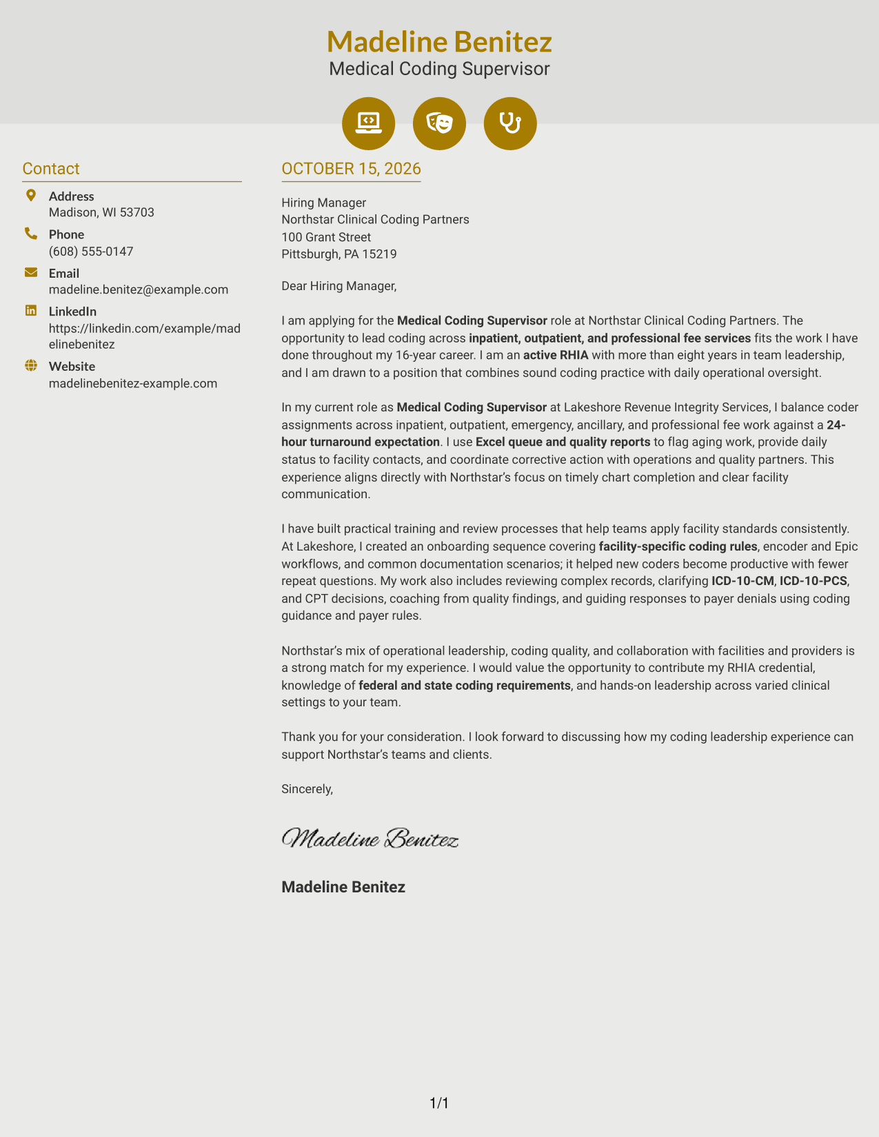 Cover letter example — page 1