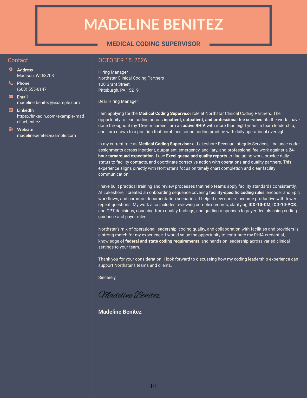 Cover letter example — page 1