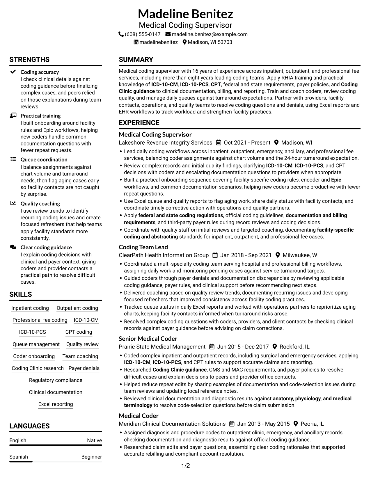 Resume example — page 1
