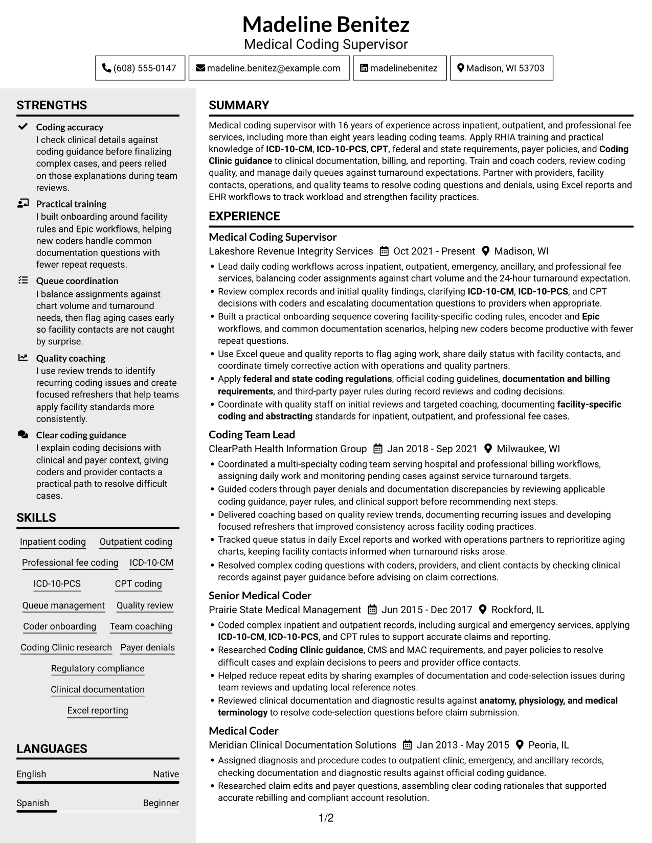 Resume example — page 1