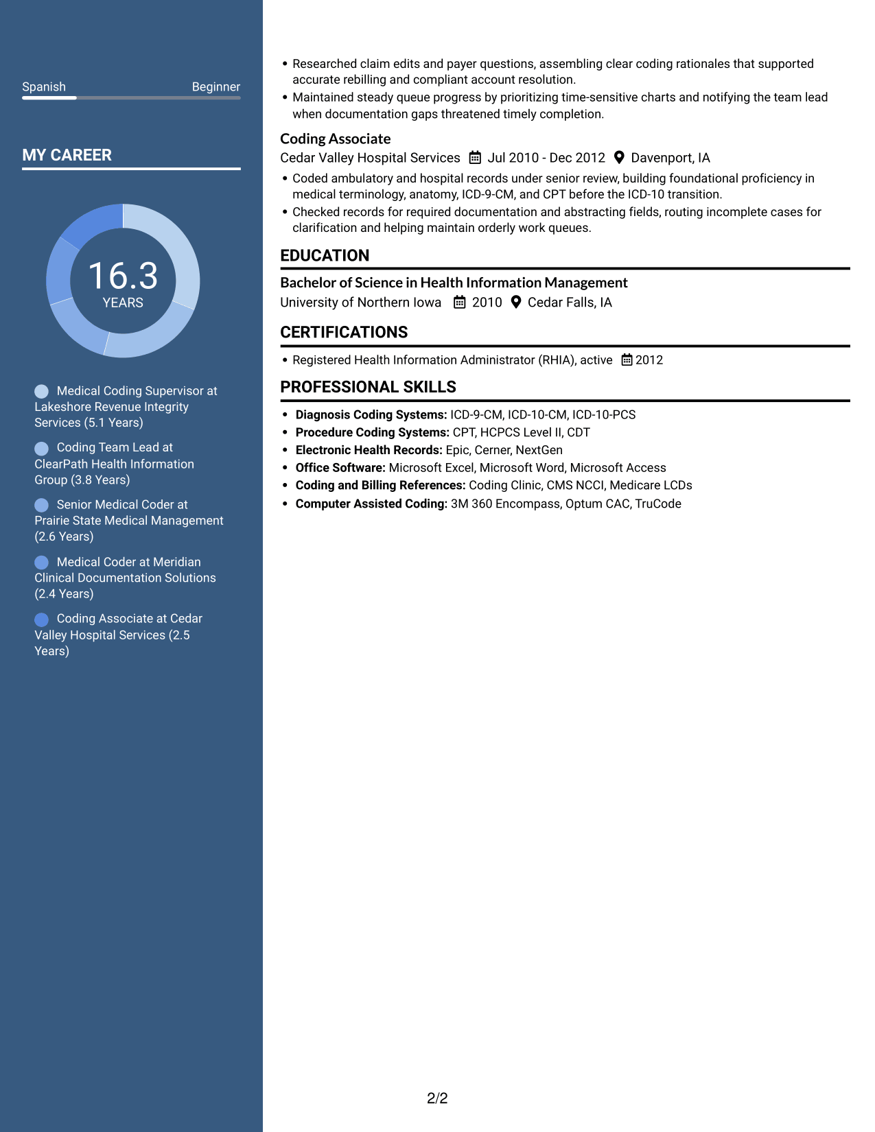 Resume example — page 2