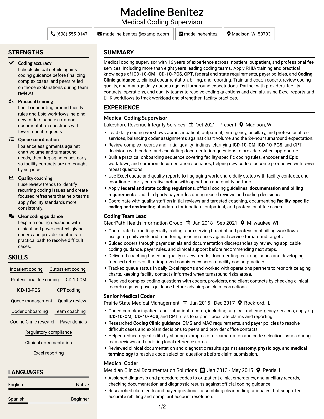 Resume example — page 1