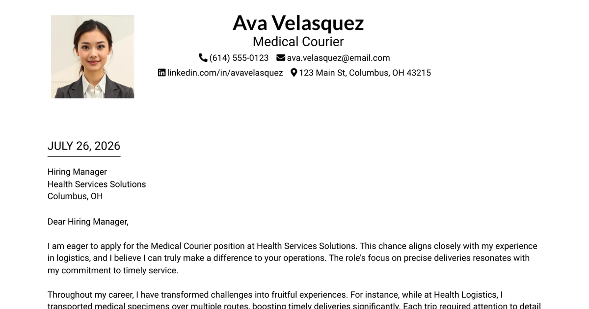 30+ Medical Courier Cover Letter Templates with Example 2026
