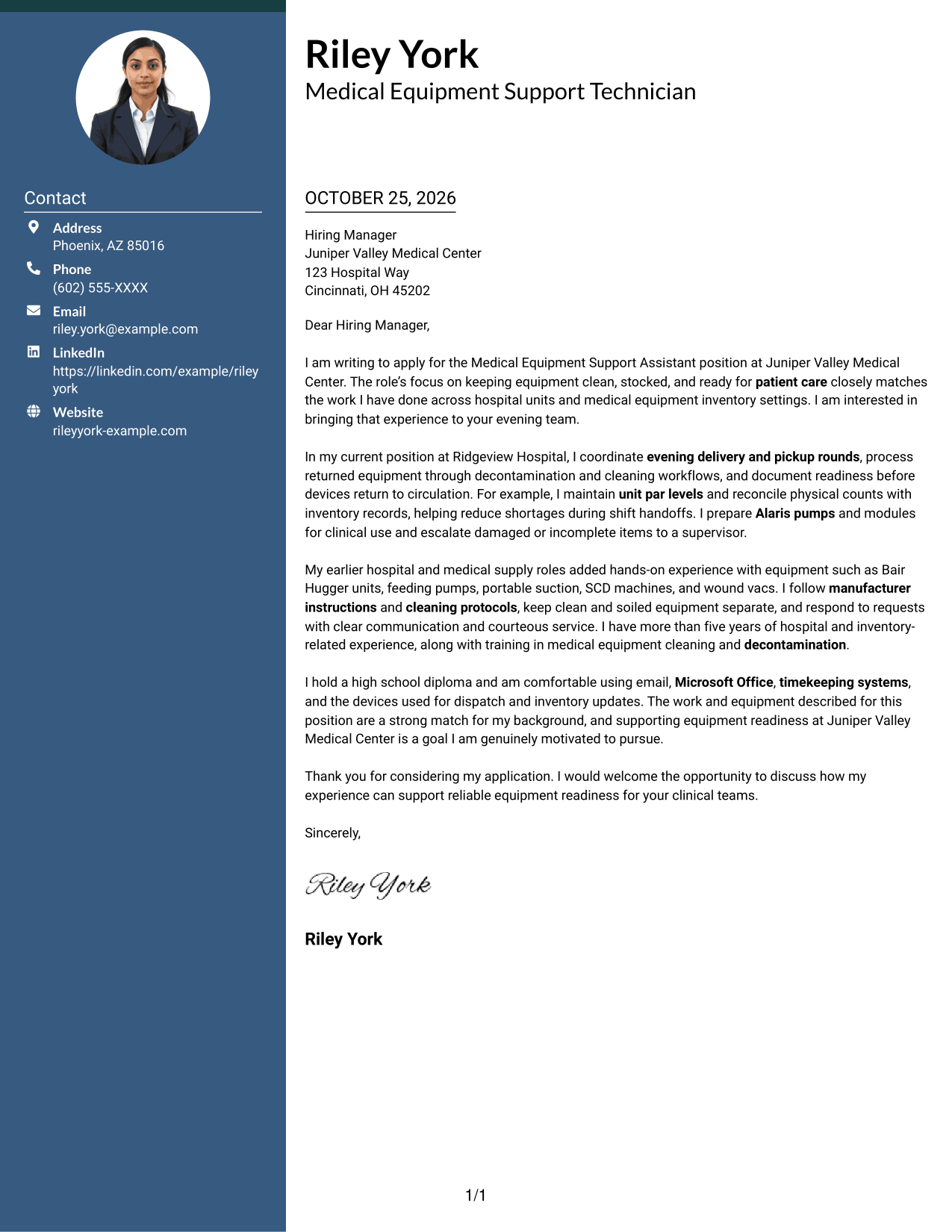 Cover letter example — page 1