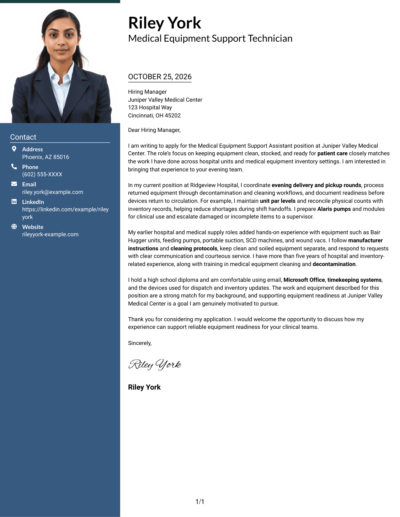 Cover letter example — page 1