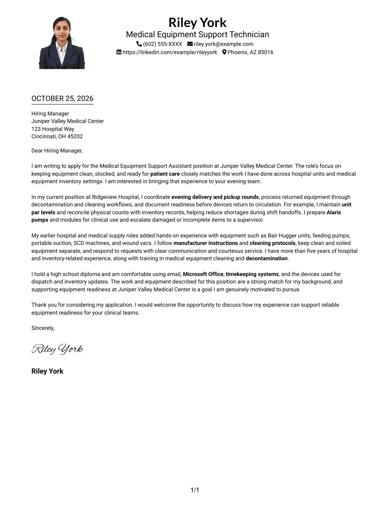 Cover letter example — page 1