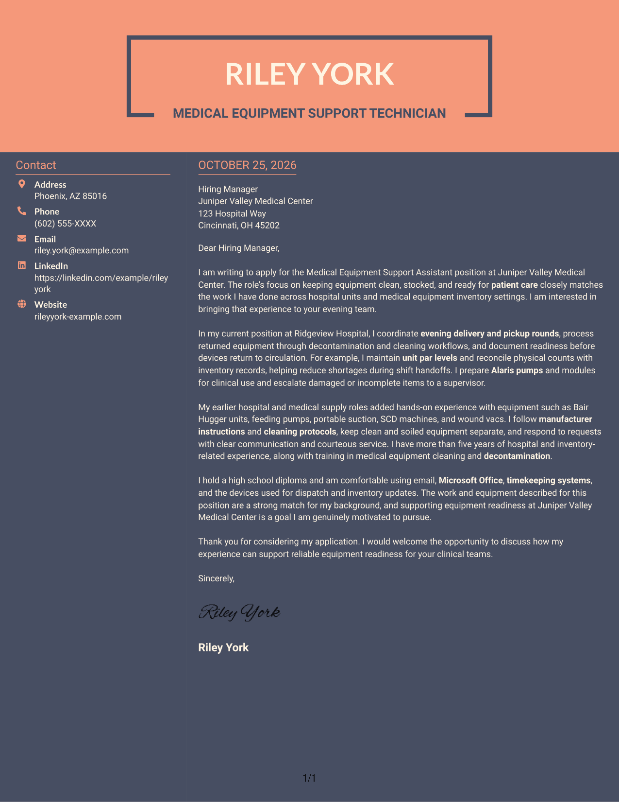 Cover letter example — page 1