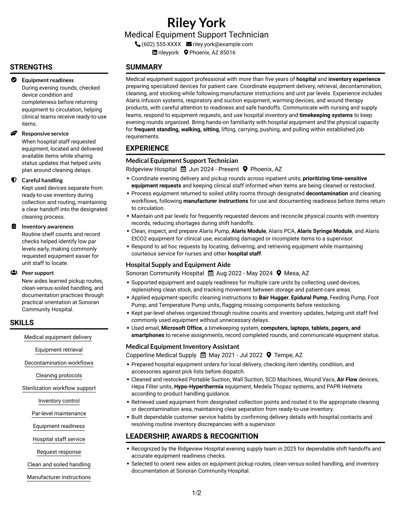 Resume example — page 1