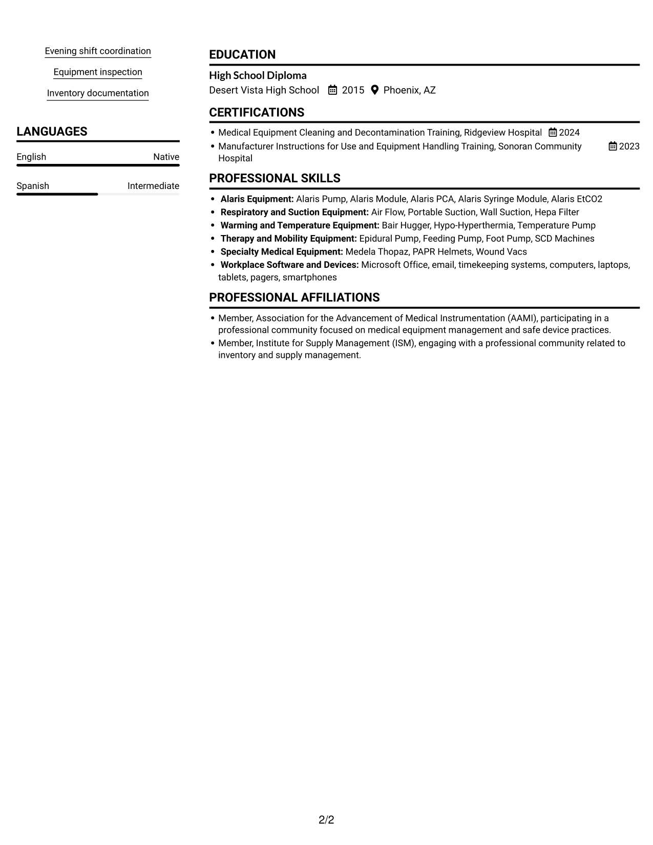 Resume example — page 2