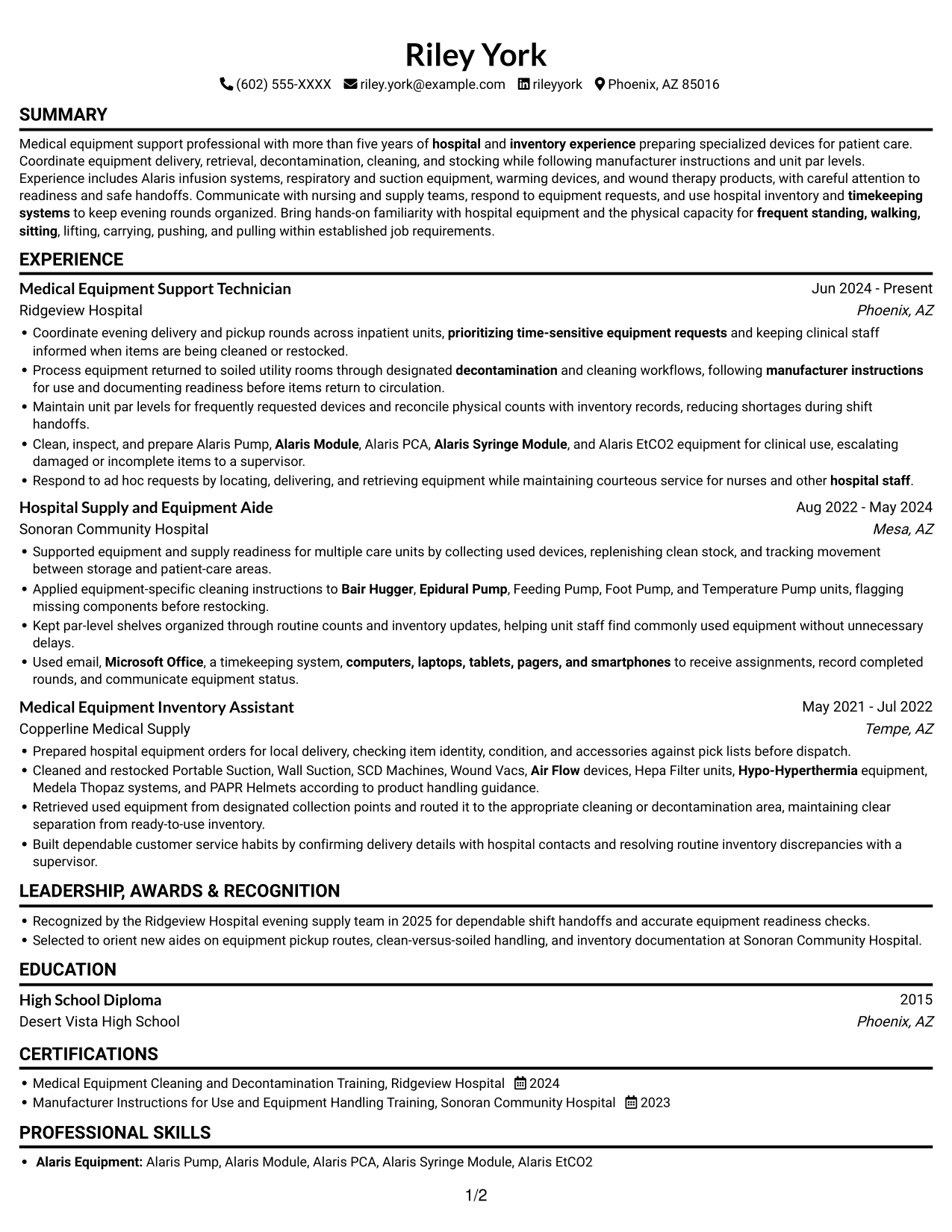 Resume example — page 1
