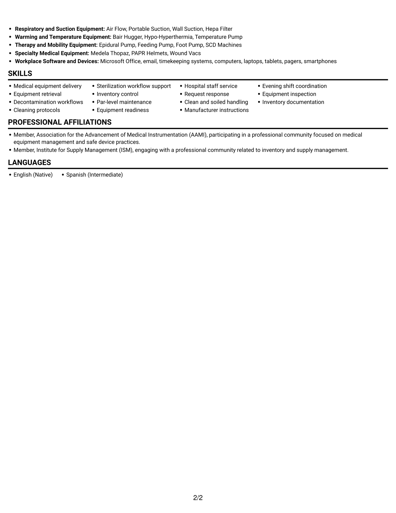 Resume example — page 2