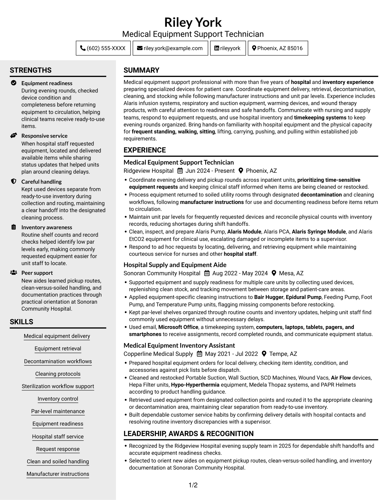 Resume example — page 1