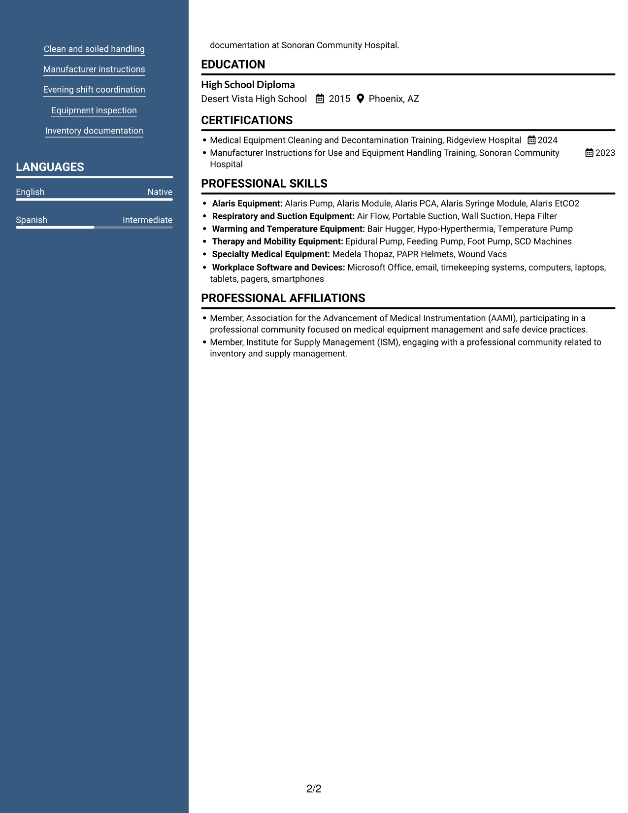 Resume example — page 2