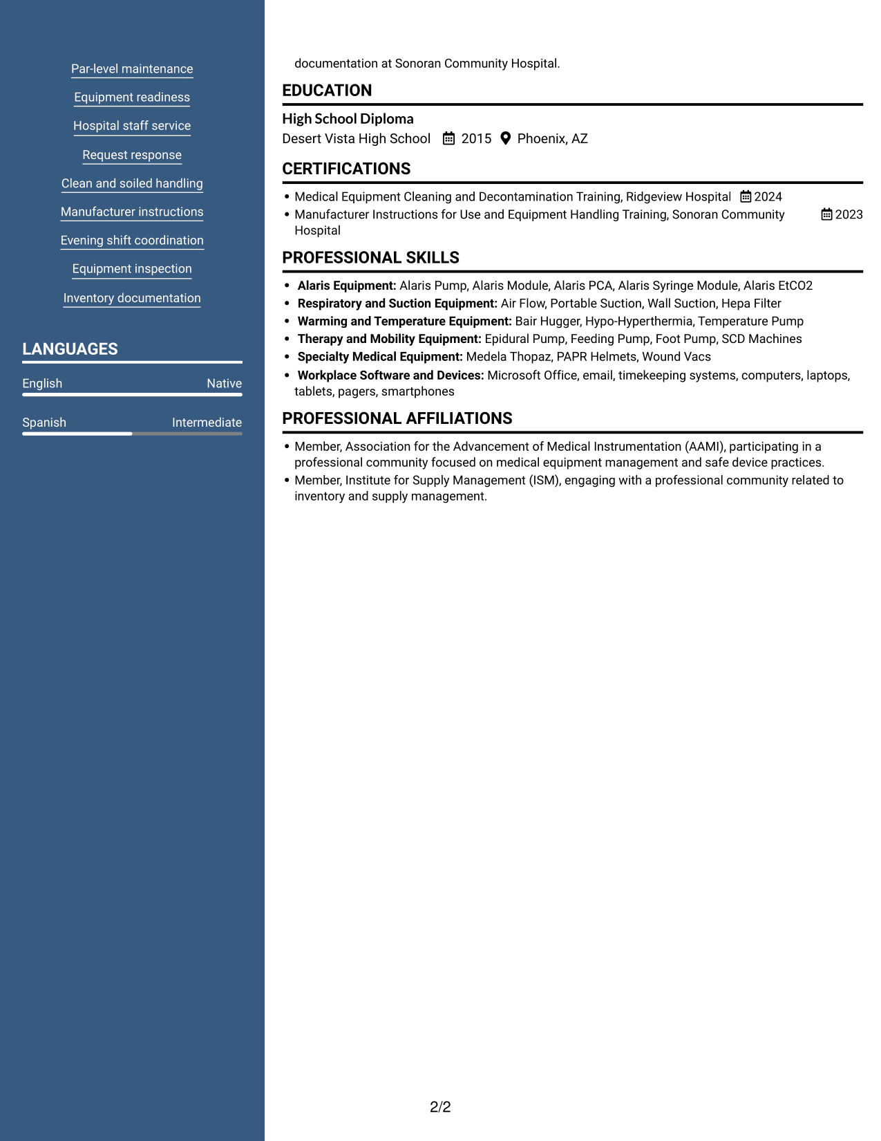 Resume example — page 2