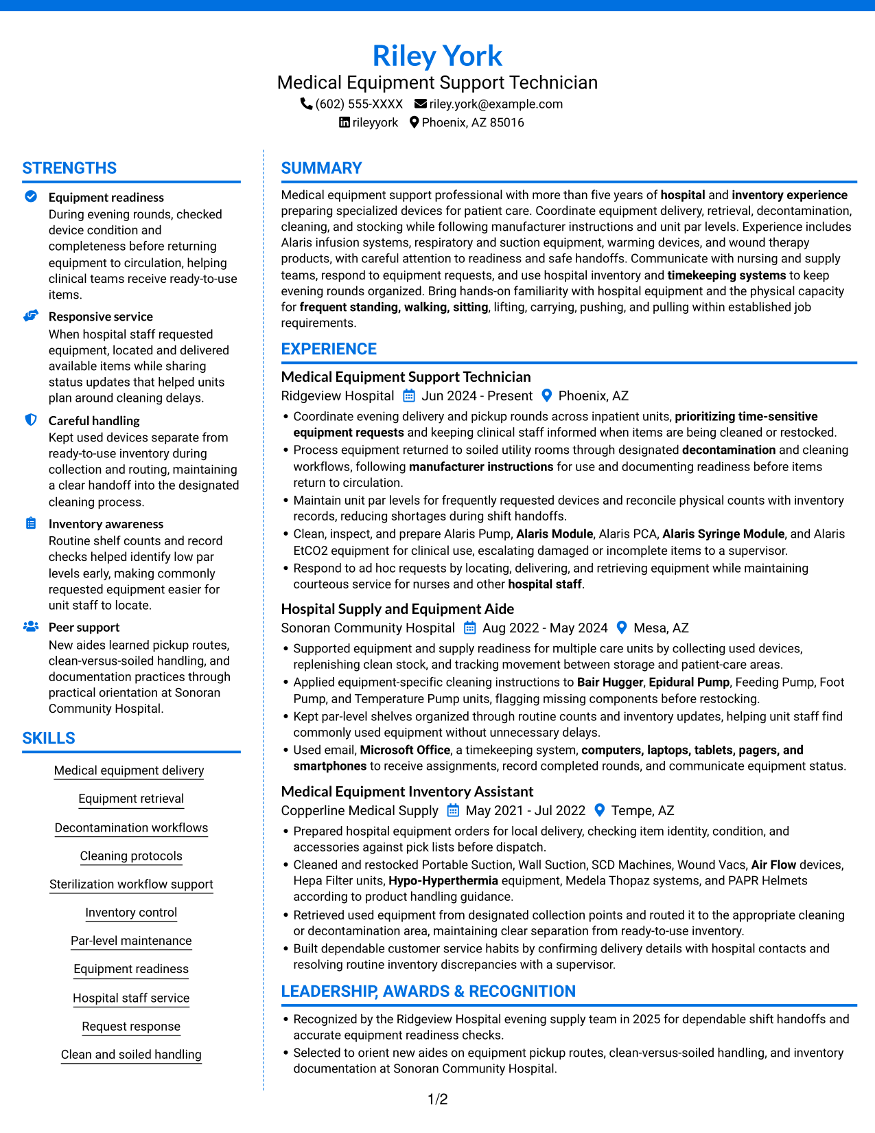 Resume example — page 1