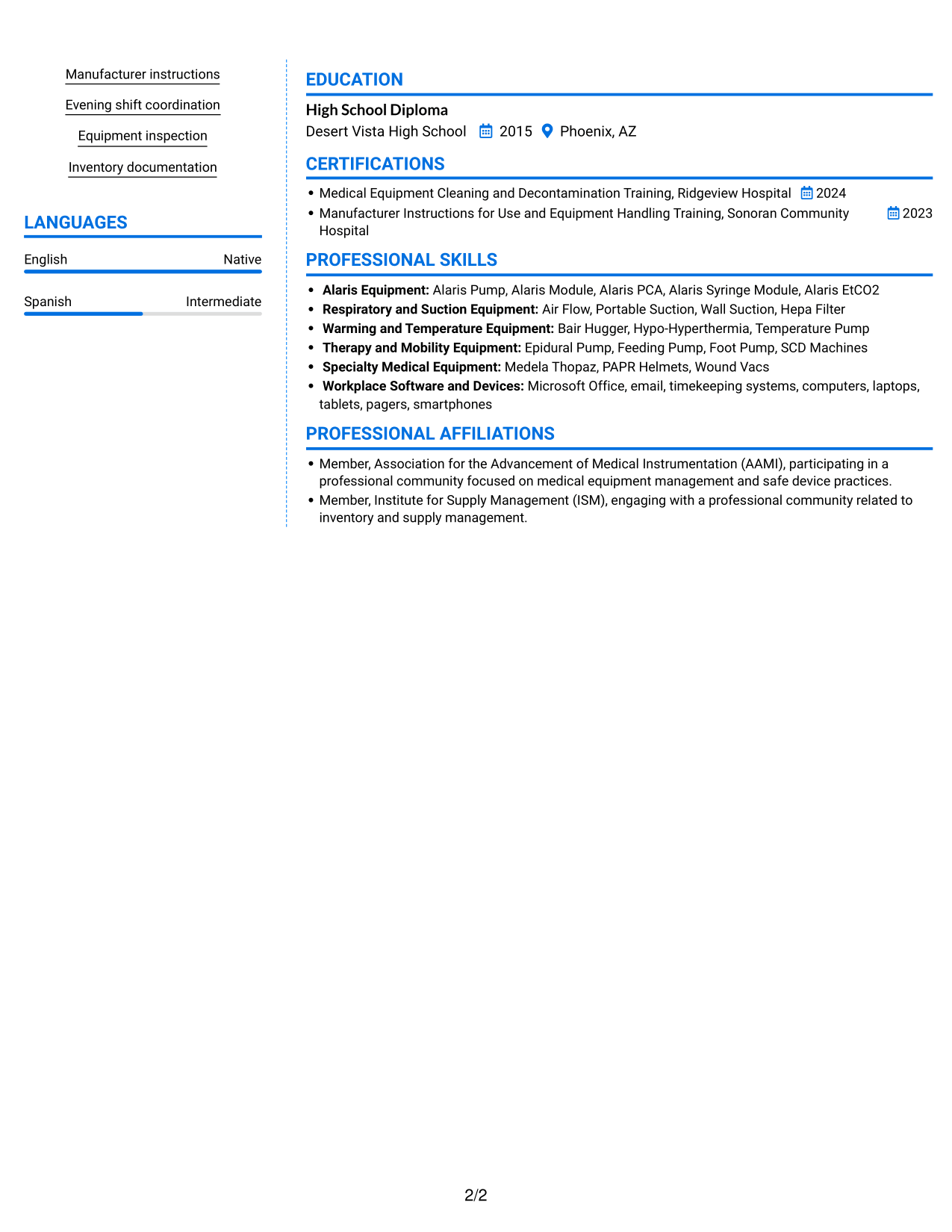 Resume example — page 2