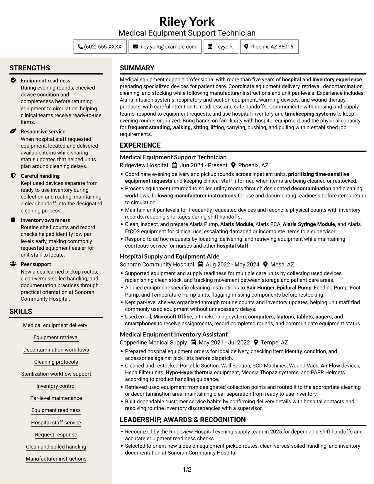 Resume example — page 1