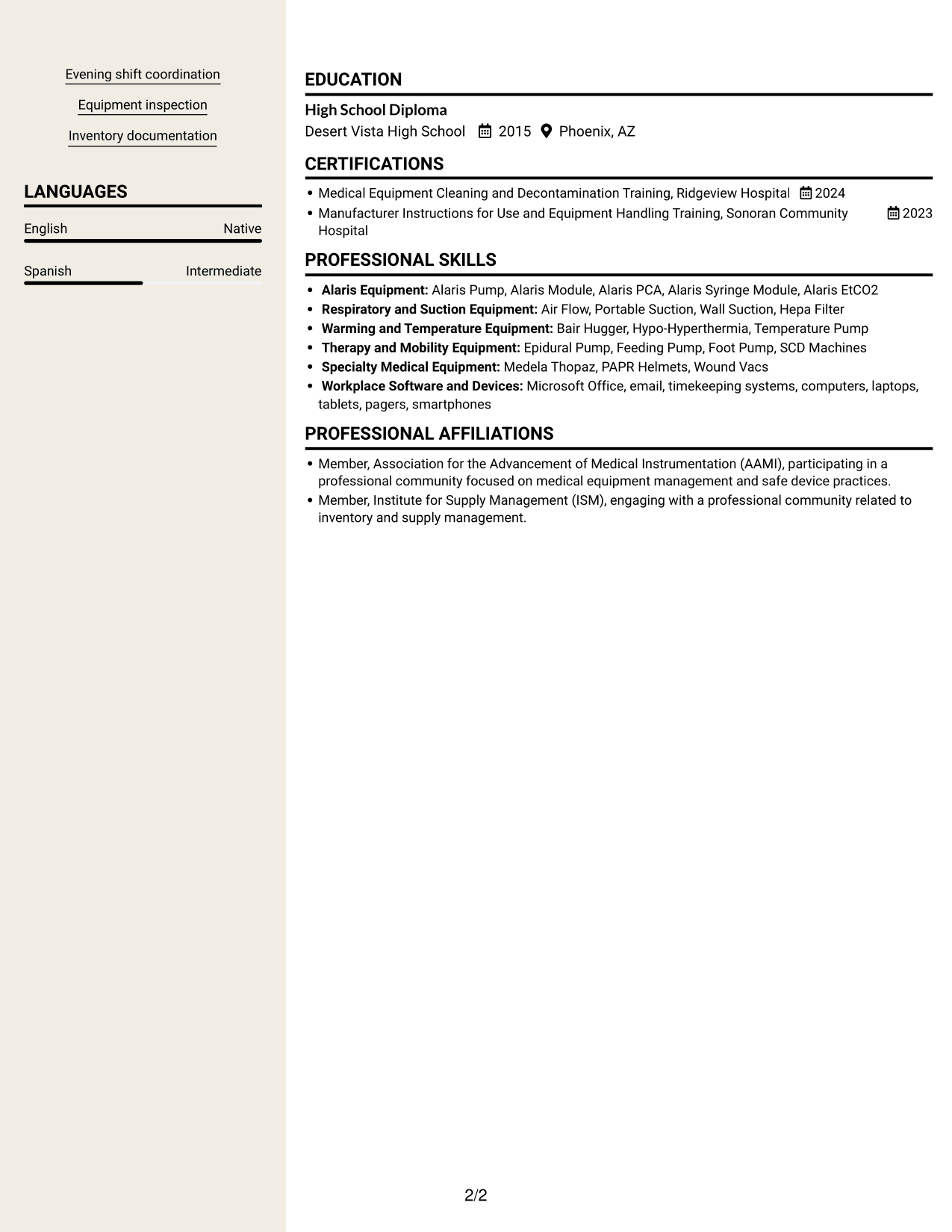 Resume example — page 2