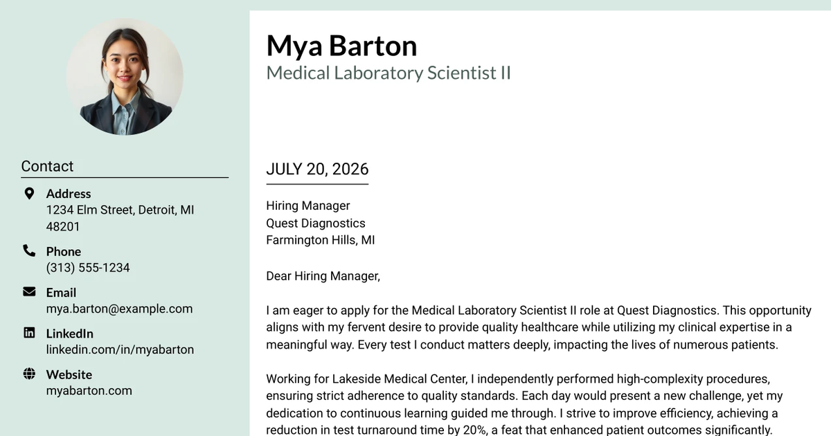 30+ Medical Laboratory Scientist II Cover Letter Templates with Example 2026