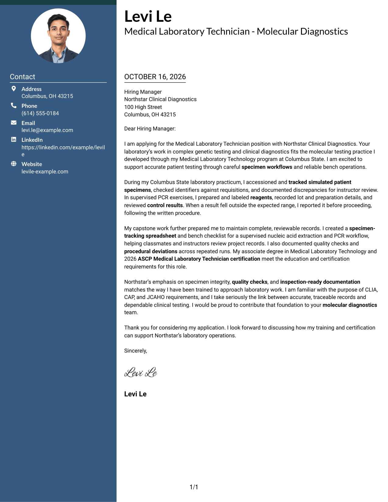 Cover letter example — page 1