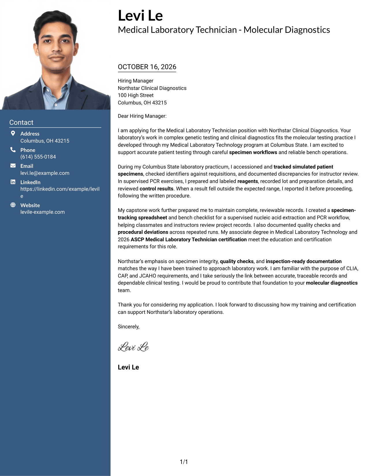Cover letter example — page 1