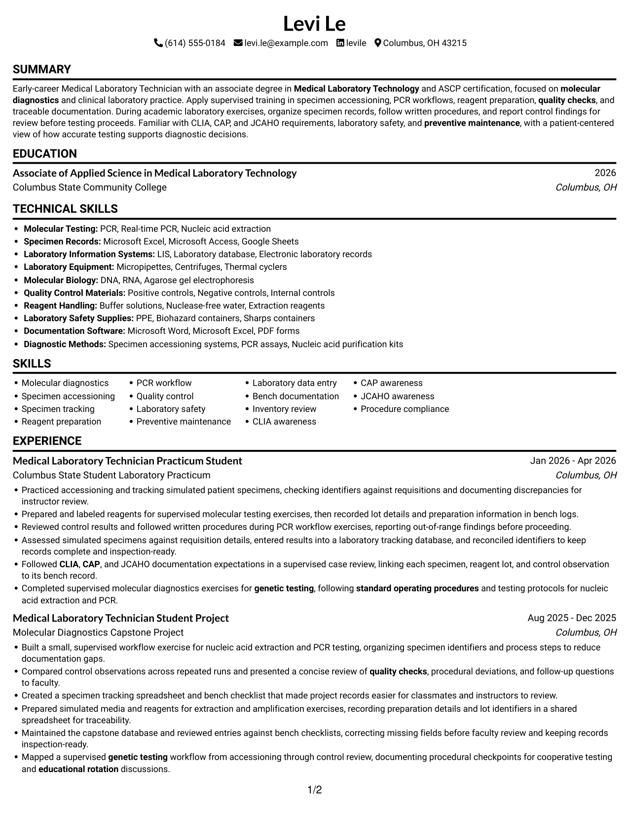 Resume example — page 1