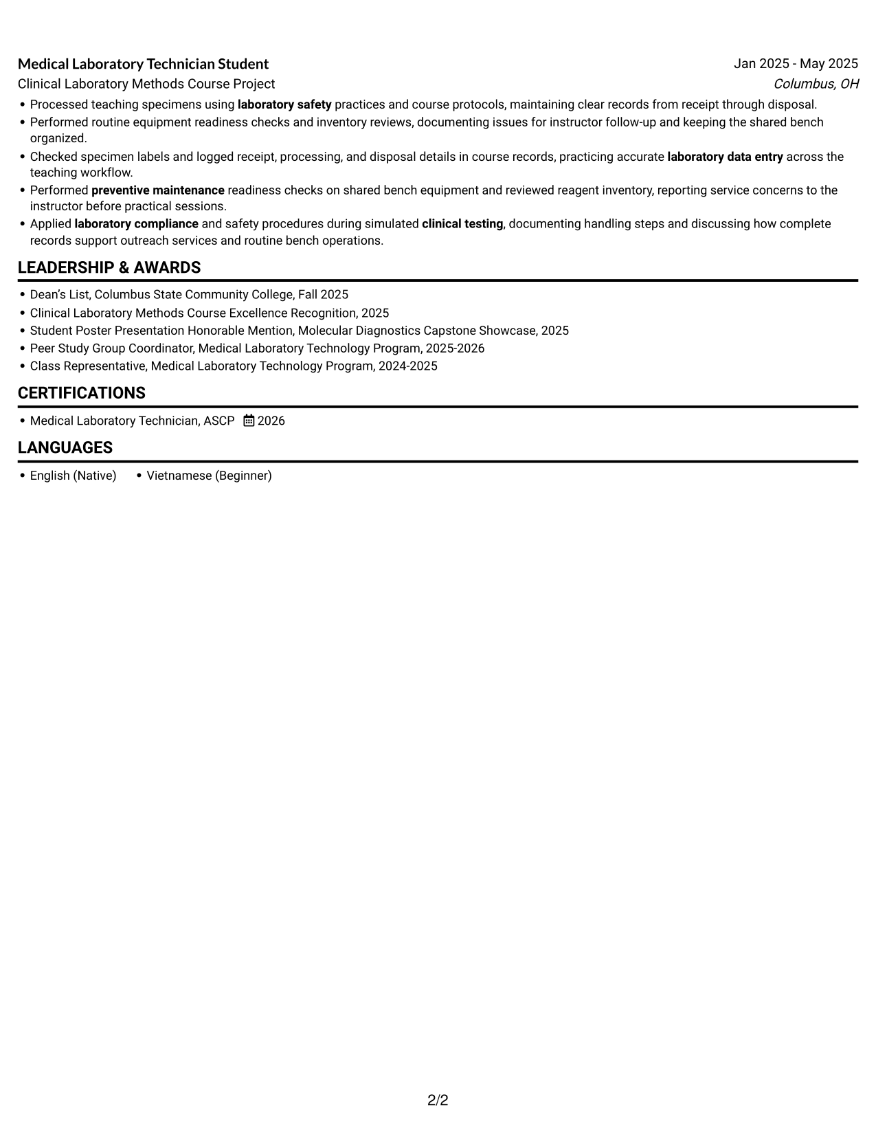 Resume example — page 2