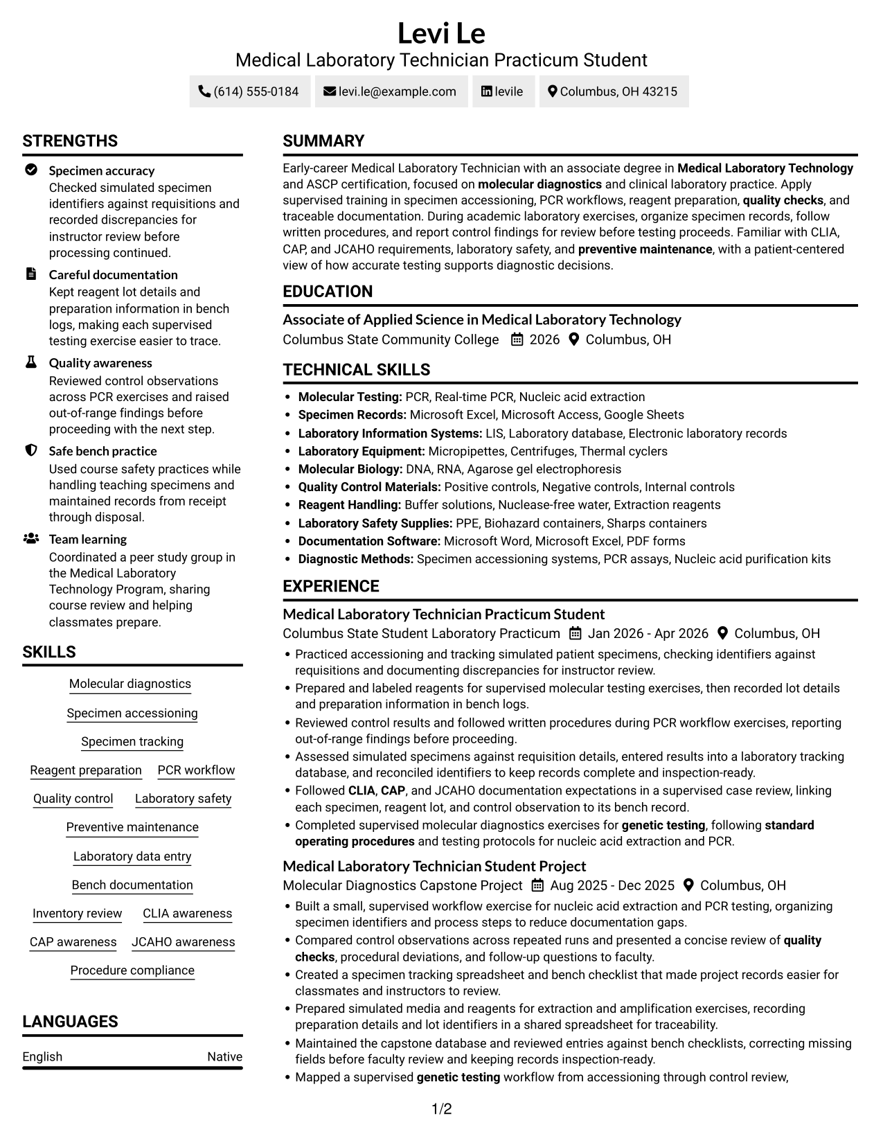 Resume example — page 1