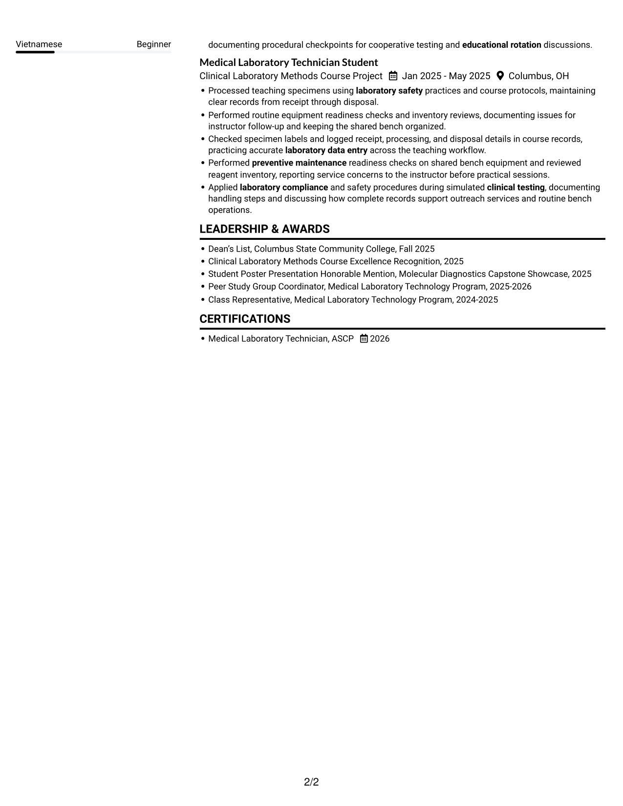 Resume example — page 2
