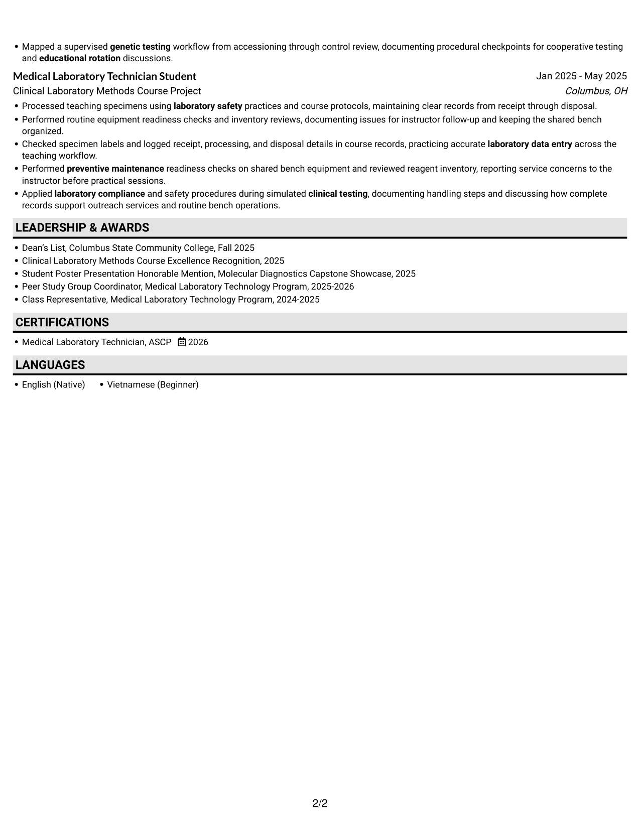 Resume example — page 2