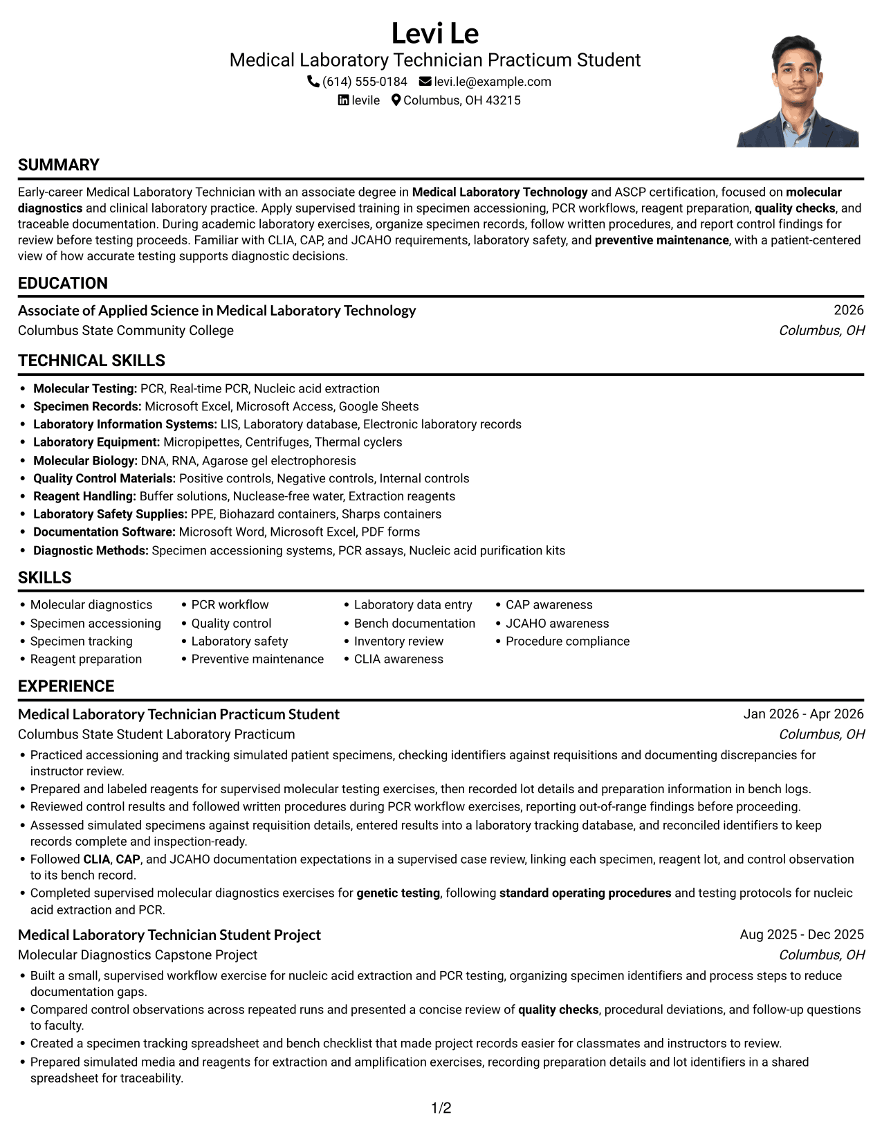 Resume example — page 1