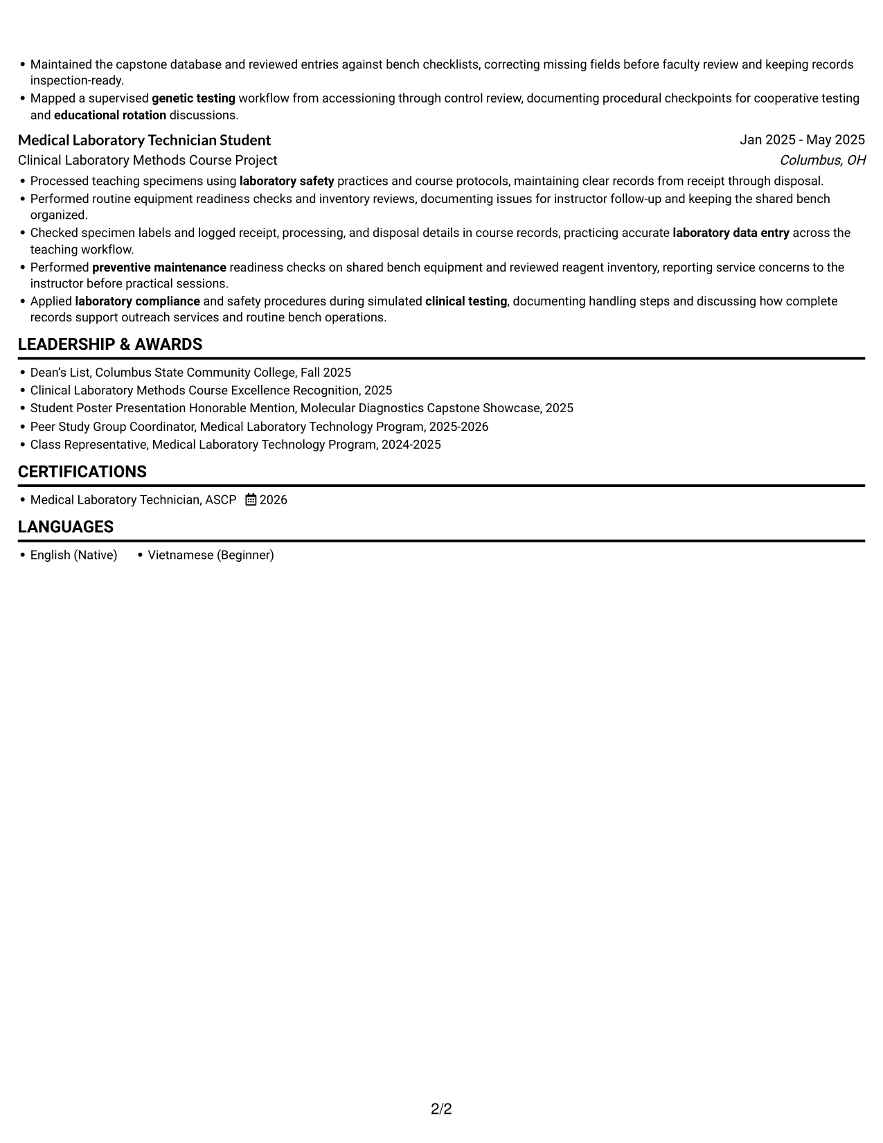 Resume example — page 2