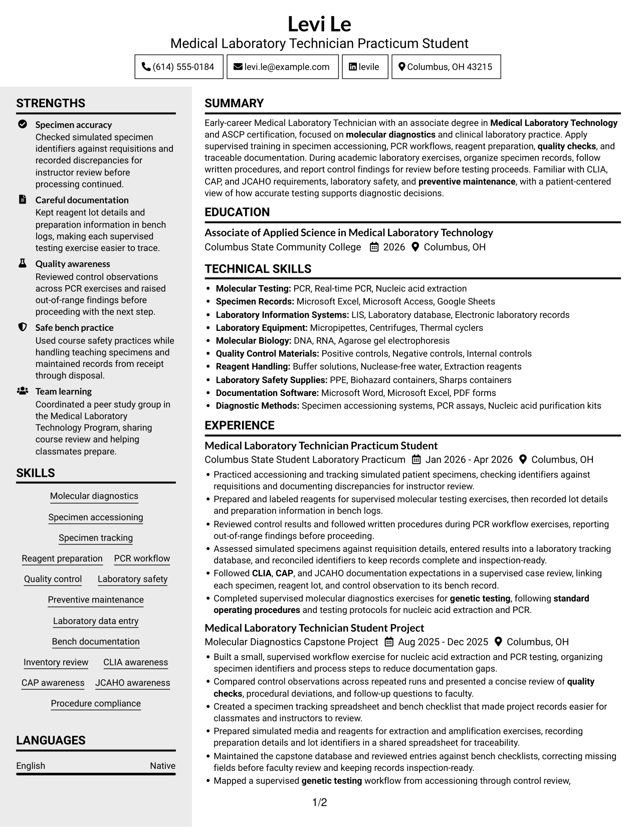 Resume example — page 1