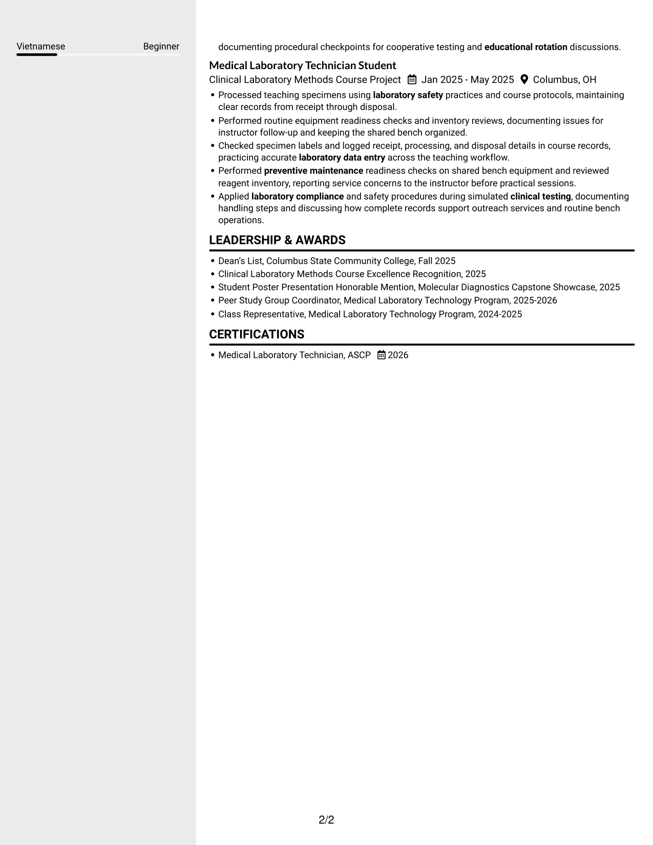 Resume example — page 2